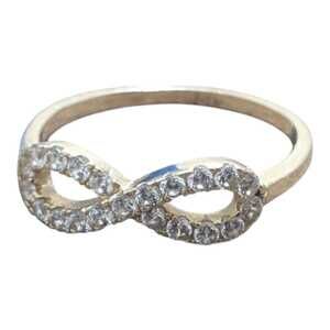 14k Yellow Gold Infinity Diamond Band Promise Ring Elegant Timeless Sparkling